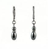 Earrings - E355 - Genuine Hematite Beads ~ Oval