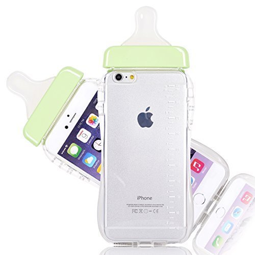 Generic Baby Bottle Cute 3D TPU Soft Pregnant Woman Milk Bottle Clear Case Lanyard Case Cover for iPhone 6 plus (Green)
