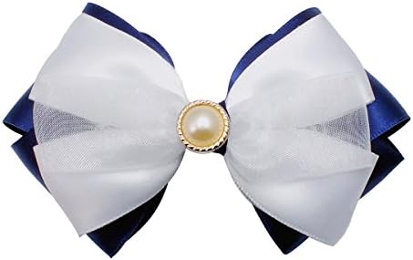 Victoria Cat Girls/ Ladies/ Women Saphire Blue & White Wedding Ponytail/ Braid Hair Bow/ Pin/ Clip/ Barrette
