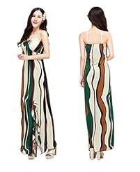 Silk Ruched Slit Backless Vertical Stripe Party Dress/Maxi Dress 