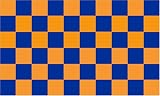 Blue and Orange Checkered Flag - 3 foot by 5 foot Polyester (NEW)