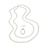 Freshwater Cultured Pearl 80" Continuous Necklace with Stainless Steel Necklace Shortener and Matching Stud...
