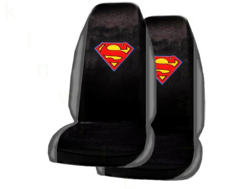  A Set of 2 Universal Fit Superman Classic Red and Yellow Shield Seat Covers