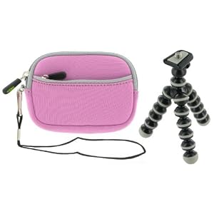 Neoprene Sleeve Case (Lilac) and Premium Tripod for Nikon Coolpix S8000 14 MP Digital Camera Bronze