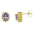 14K Yellow Gold Tanzanite and Diamond Earrings