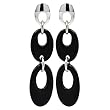 Sterling Silver and Black Enamel Dangling Oval Earrings .925 Stamp Hypoallergenic Nickel Free