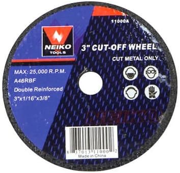 10pc Cutoff Wheels 3" X 1/16" X 3/8" Inch for Cutting Metal