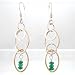 Deep Green Adventurine Gemstone Bead Dangle Earrings with Circles of Sterling Silver and Gold Vermeil, #8639