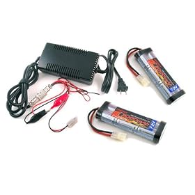 2 pcs 7.2V 3000mAh Flat NiMH High Power Battery Packs with Tamiya Connectors + A 7.2V - 12V Smart Hybrid Battery Charger