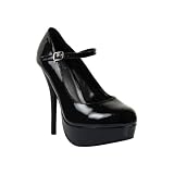 High Heel Mary Jane Platform Pumps Black Patent
