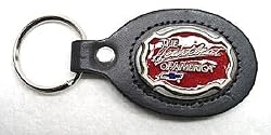 THE HEARTBEAT of AMERICA  ENAMEL PEWTER/LEATHER KEYCHAIN