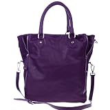 BRUNO ROSSI Italian Made Purple Leather Oversize Designer Tote Handbag