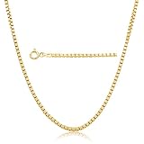 18k Gold over Sterling Silver .7mm Box Chain Necklace Made in Italy