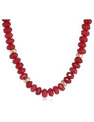14K Lobster Dyed 8mm Dyed Red Agate Rondelle Accents Necklace, 16"