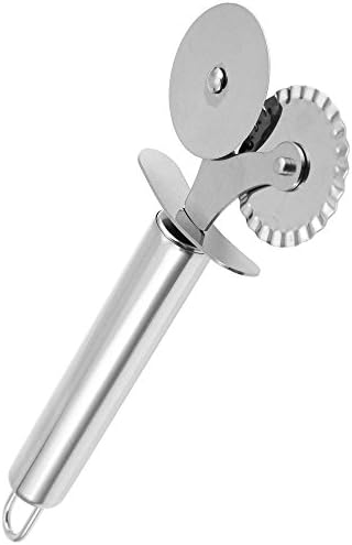 KZON Stainless Steel Pizza Cutter Double Roller Wheel Pastry Dough Cutter