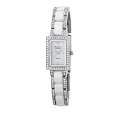 Armitron Women's 753955WTSV Silver-Tone NOW Swarovski Crystal White Ceramic Bracelet Watch