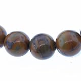 Bamboo Jasper : Ball-Plain - 12mm Diameter, No Grade - Sold by: 16 Inch Strand. with Angel Mountain Beads Heart Charm (.625 x .570 inches)