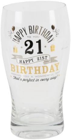 Personalised Sinography 21 21st Birthday Pint Glass in Gift Box - Add Your Own Message
