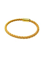 Gold Plated Sterling Silver Italian Rope Band Bracelet Length 7.5 " Width 4mm Lock Magnetic