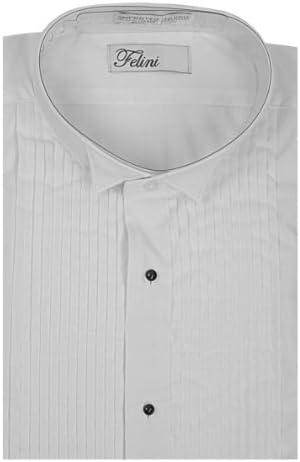 Felini Men's Wing Collar 1/4" Pleats Tuxedo Shirt