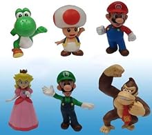 Popco Super Mario Set of 6 Mini Figure Keychains Mario, Peach, Toad, Luigi, Yoshi & Donkey Kong