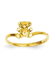 14k Childs Polished Teddy Bear Ring - Size 3 - JewelryWeb