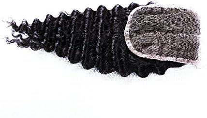 ShowLife Full Top Lace Closure Hair Middle Part 4"x 4" Deep Wave Length 8-18 Inch 40gram Malaysian Virgin Hair Queen Hair Natural Color (10")
