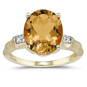 3.97 Carat Citrine and Diamond Ring in 14K Yellow Gold by Szul
