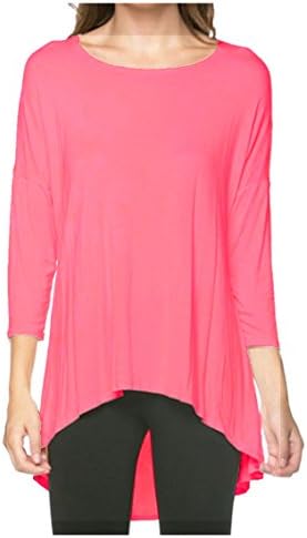 Women's Rayon Span High Low Tunic,Small,Fuschia