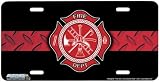 Firefighter Thin Red Line Diamond Plate-Firemen Art-License Plate Car Tag by Jason Fetko from Airstrike