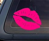 Kiss Mark Lips Car Decal / Sticker - HOT PINK