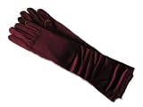 Adult 15 Long Elbow Length Lycra Satin Gloves Burgundy