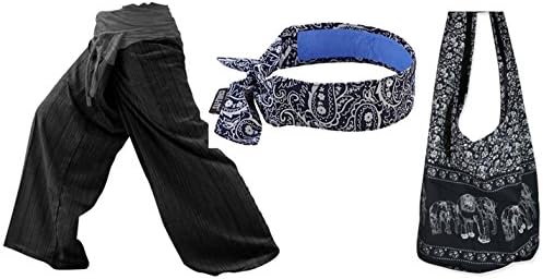 Mali Young Premium Topman Pants Set Yoga Trousers Free Size Plus Hippie Elephant Sling Crossbody Bag Purse and Cooling Bandana with Cooling Towel Material