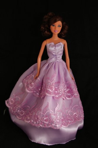 Purple Barbie Sized Doll Party Dress