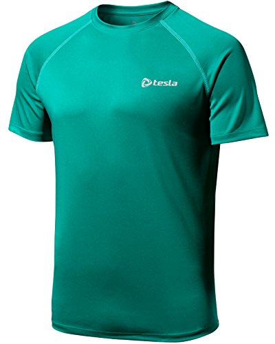 TM-MTS03-FGN_Large j-XL Tesla Men's HyperDri Cool T Shirt Sports Running Short Sleeve Athletic Top