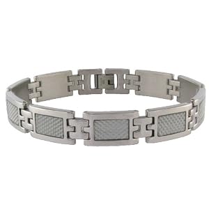 Mens Stainless Steel Bracelet With Carbon