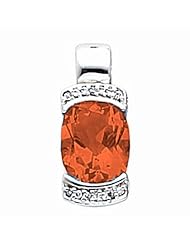 14K White Gold Oval Cut Fire Opal Pendant -- LIFETIME WARRANTY