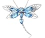 10k White Gold and Blue Topaz High Polish Openwork Dragonfly Pendant/Pin