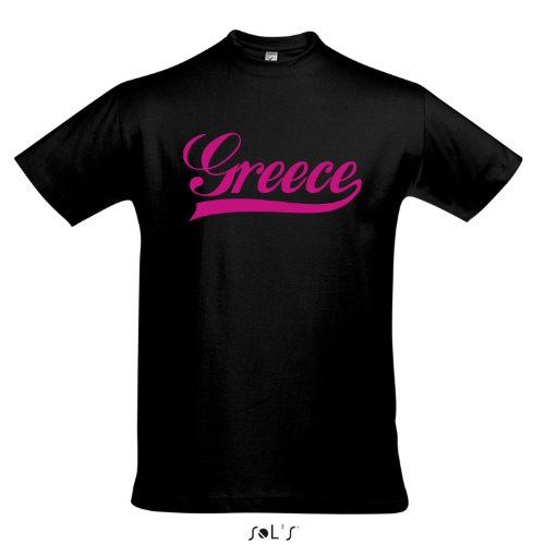 T-Shirt Griechenland Oldschool Greece LÄNDERSHIRT EM / WM FAN Trikot S-XXL , Deep black – pink , S