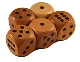 Set of 5 Wood Dice Standard Black Dots- 18mm