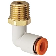 SMC KQ2L07-35A PBT & Brass Push-to-Connect Tube Fitting, 90 Degree Elbow, 1/4" Tube OD x 1/4" NPT Male