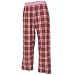 Chocolate brown and pink tartan plaid check flannel cotton pants for lounging, sleep, Unisex relaxed fit, available in 5 Adult sizes, exposed elastic waist