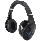 SuperSonic IQ-125BT BLACK Iq-125 Bluetooth Stereo Headphones with Microphone & Auxiliary Input (Blac