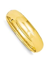 14k Gold 9/16 High Polished Hinged Bangle Bracelet