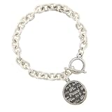 Tiffany Inspired Silver Tone Peace Medallion Toggle Bracelet