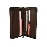 Premium Leather Zippered Travel Document Passport Holder and Wallet