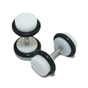 White Fake Cheaters Illusion Ear Plugs - Look 2G(6mm) Small, Stem 16G(1.2mm), One (1) Pair