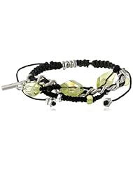 Kenneth Cole New York "Limelight" Faceted Bead 3 Row Macrame Adjustable Friendship Bracelet, 11"