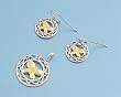 Sterling Silver Pendant and Earrings Set - Butterfly Design in Tri-Color