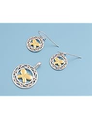 Set - Pendant And Earrings - Butterfly
